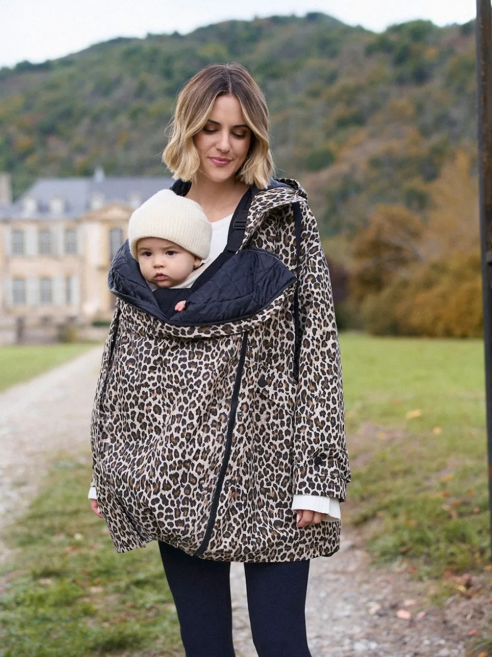 Neutre imprimé léopard - Imperméable de Grossesse et de portage Seraphine 3-en-1