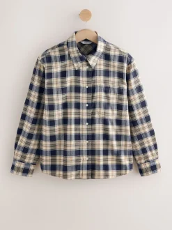 Neutre/bleu marine à carreaux - Chemise à manches longues