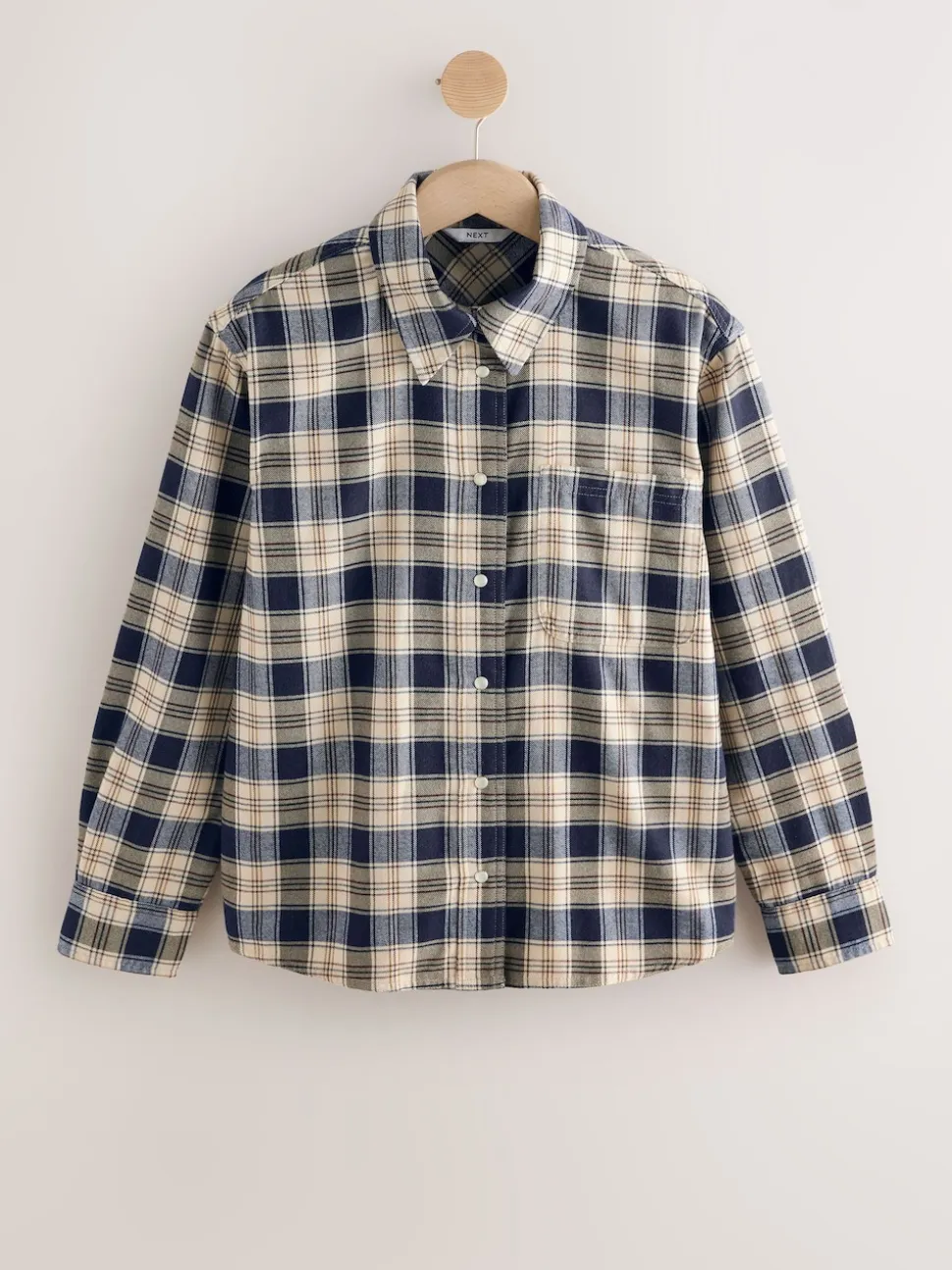 Neutre/bleu marine à carreaux - Chemise à manches longues