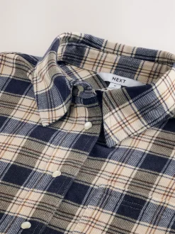 Neutre/bleu marine à carreaux - Chemise à manches longues