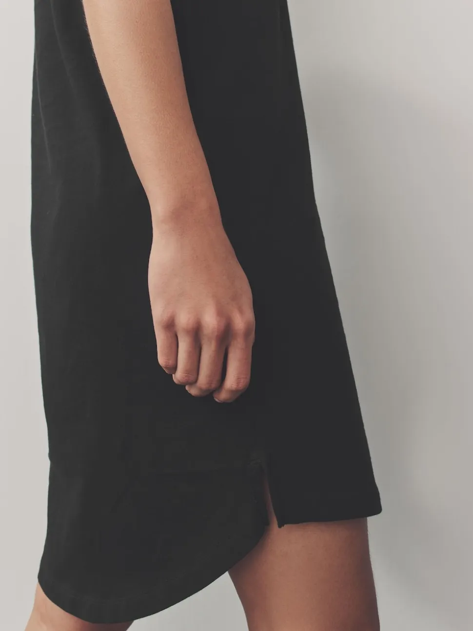 Noir - 100% coton Mancherons Col en V Mini robe