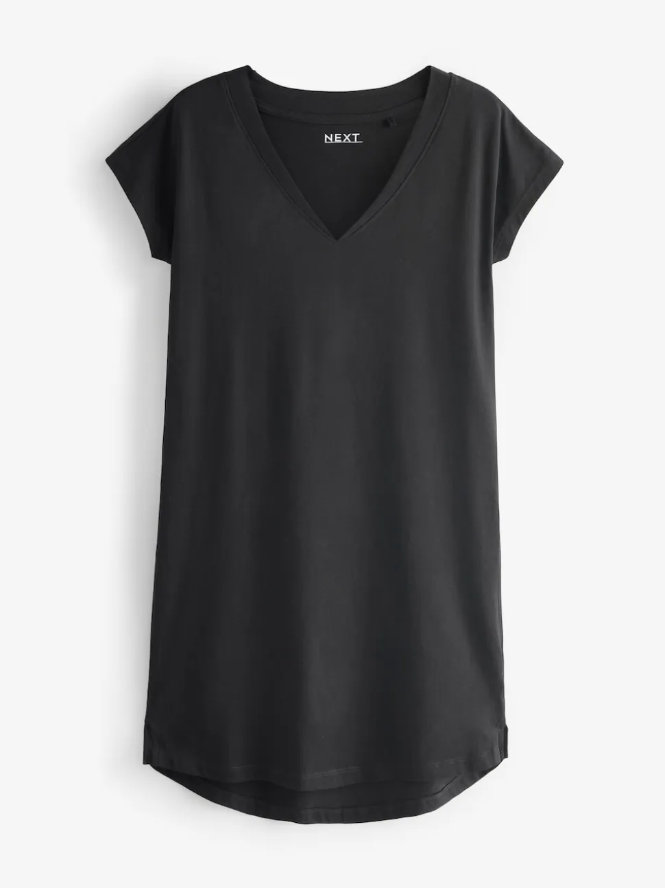Noir - 100% coton Mancherons Col en V Mini robe