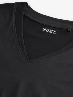 Noir - 100% coton Mancherons Col en V Mini robe