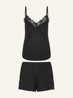 Noir - Accessorize Ensemble Pyjamas court bordé de dentelle