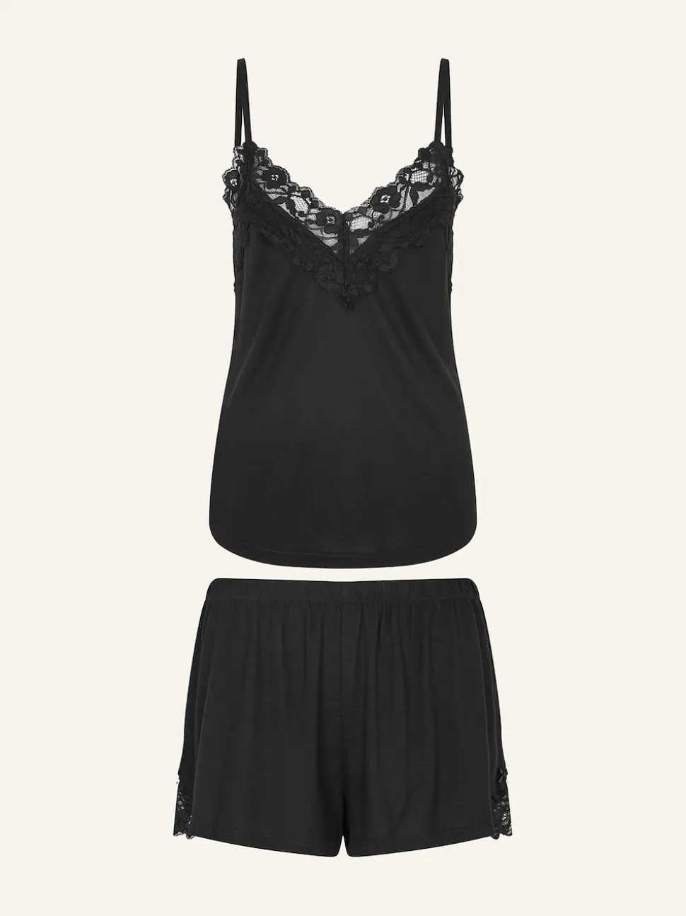 Noir - Accessorize Ensemble Pyjamas court bordé de dentelle