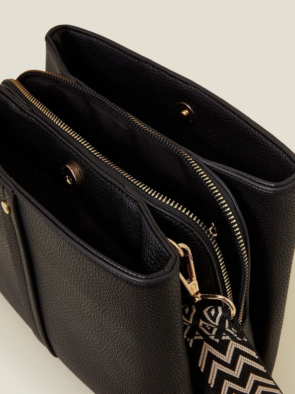 Noir - Accessorize Faux Leather Webbing Strap Sac à bandoulière