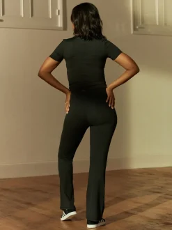 Noir - Active Wrap Waist Flared Leggings