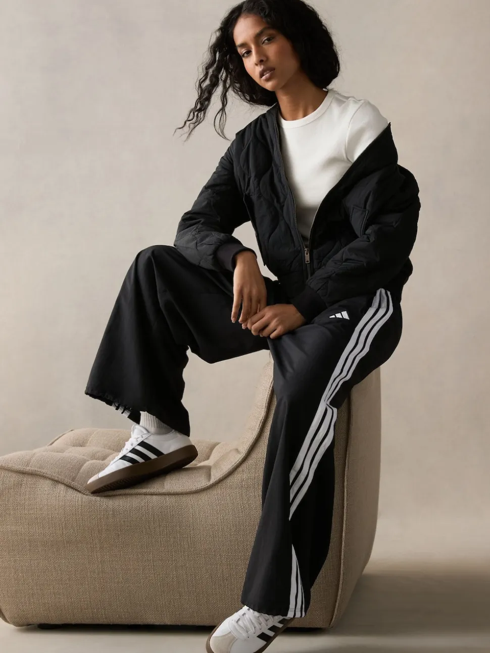 Noir - adidas Essentials Pantalons Amples à 3Rayures