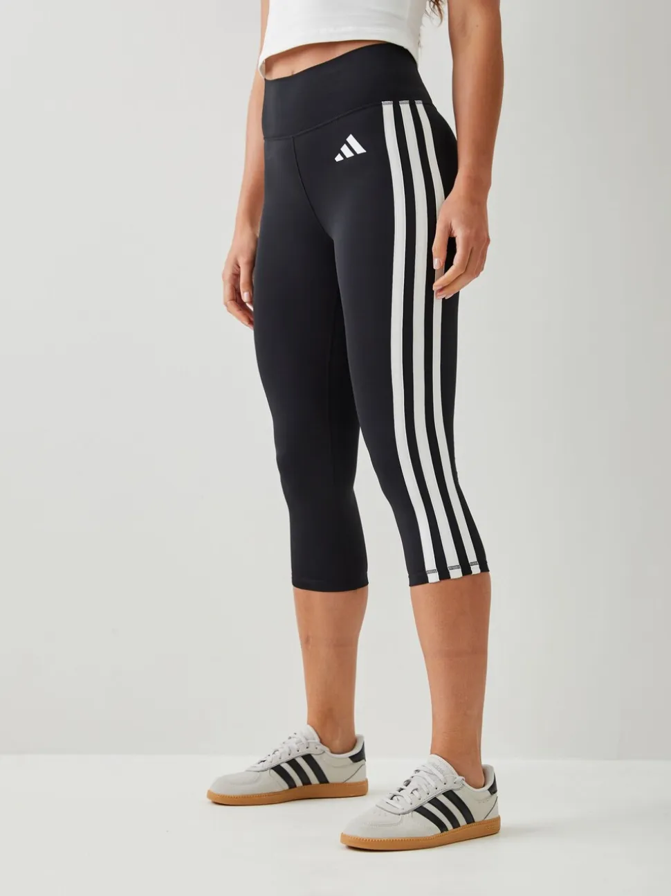 Noir - adidas Optime Essentials Workout 3-Rayures 3/4 Leggings
