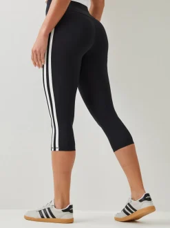 Noir - adidas Optime Essentials Workout 3-Rayures 3/4 Leggings