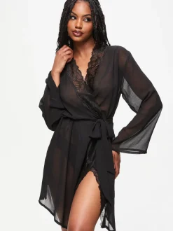 Noir - Ann Summers Peignoir en mousseline qui promet