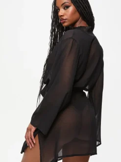 Noir - Ann Summers Peignoir en mousseline qui promet