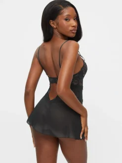 Noir - Ann Summers The Iris - Nuisette avec détails en dentelle
