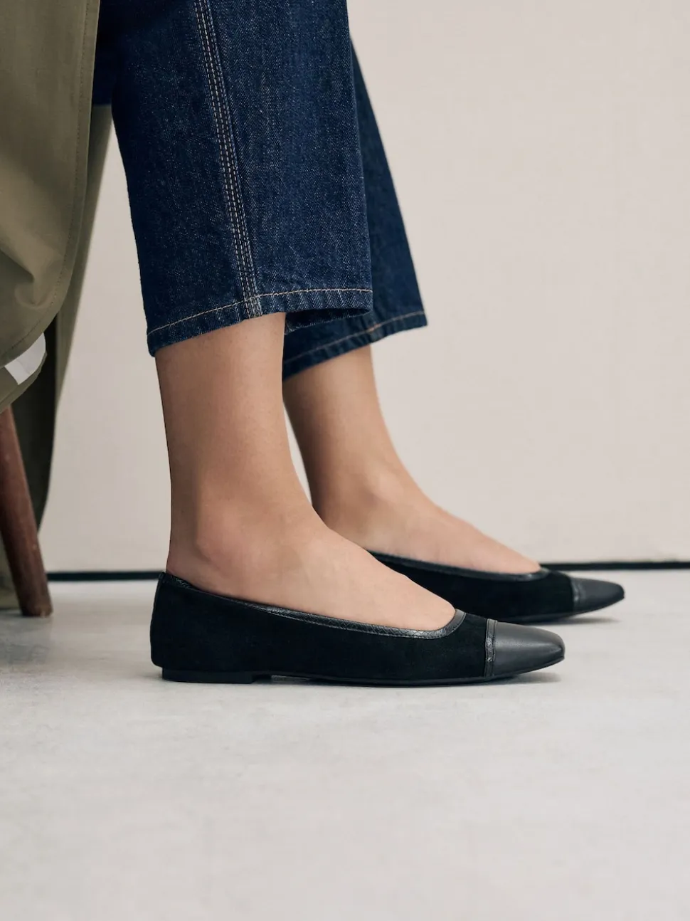 Noir - Ballerines à bout carré