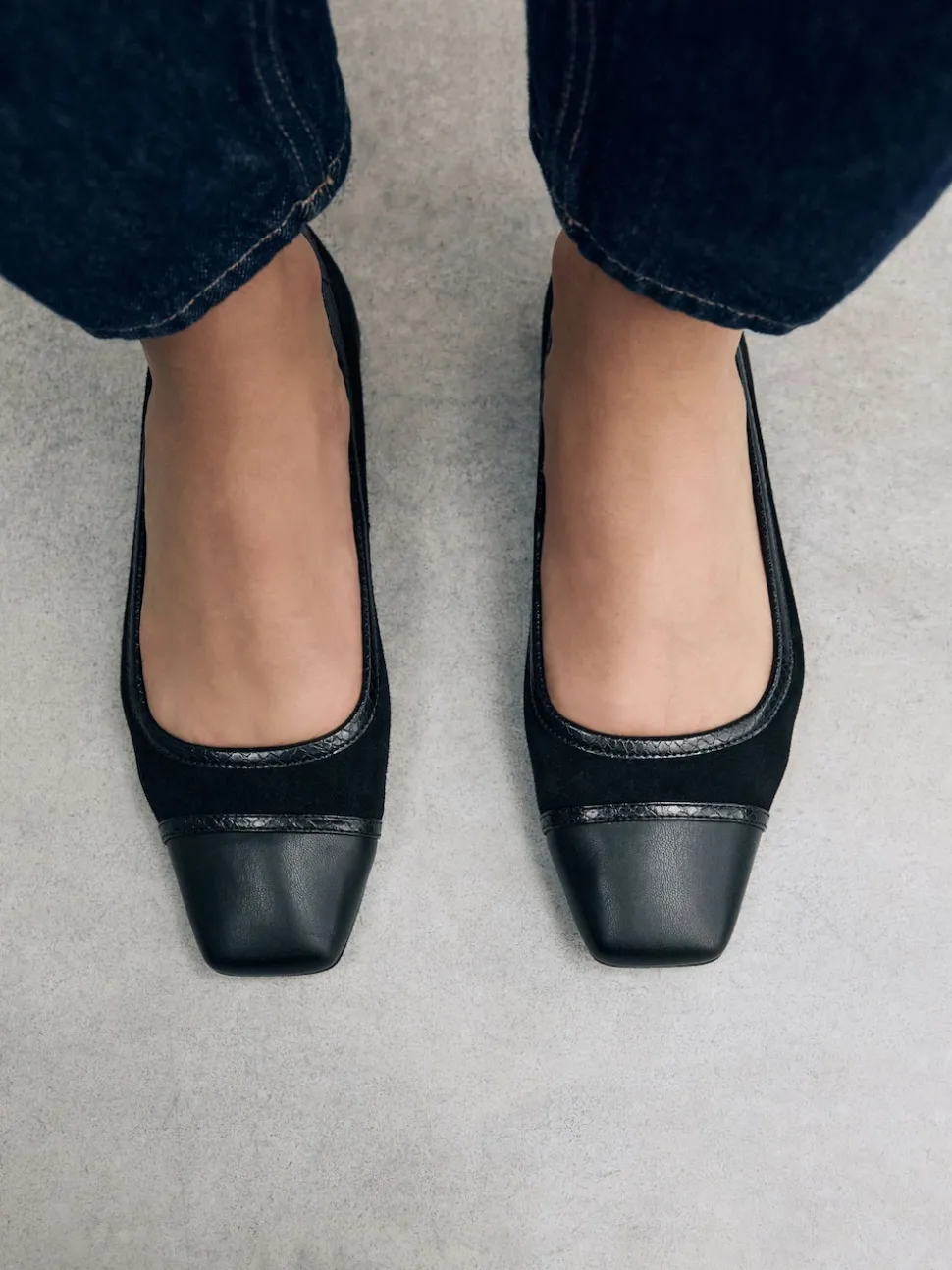 Noir - Ballerines à bout carré