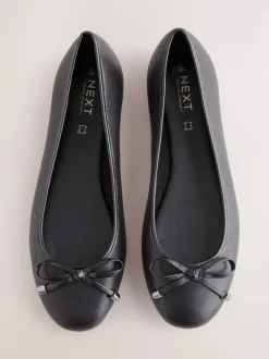 Noir - Ballerines en cuir à bout rond