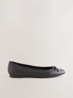 Noir - Ballerines en cuir à bout rond