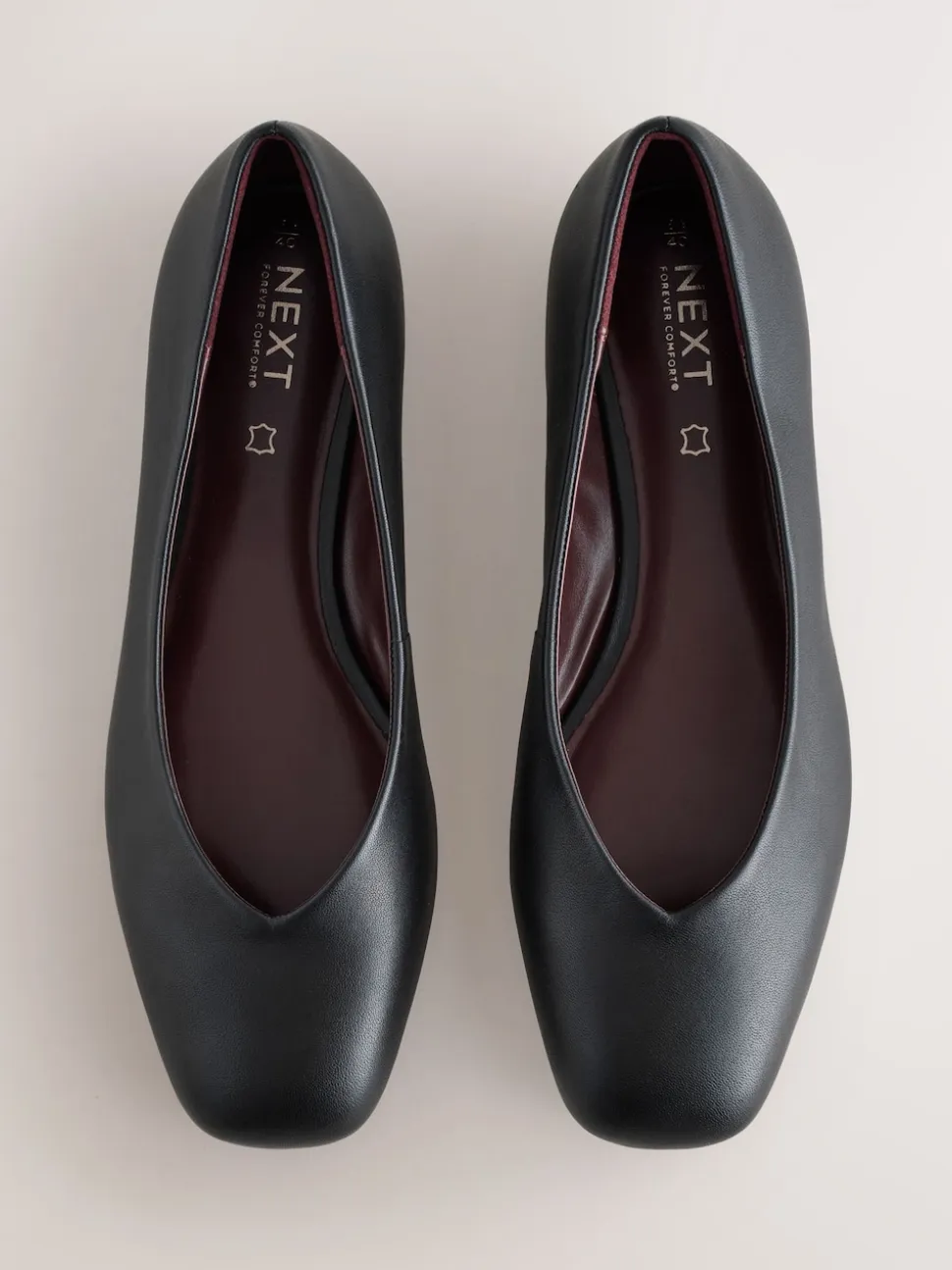 Noir - Ballerines Forever Comfort® en cuir à bout carré
