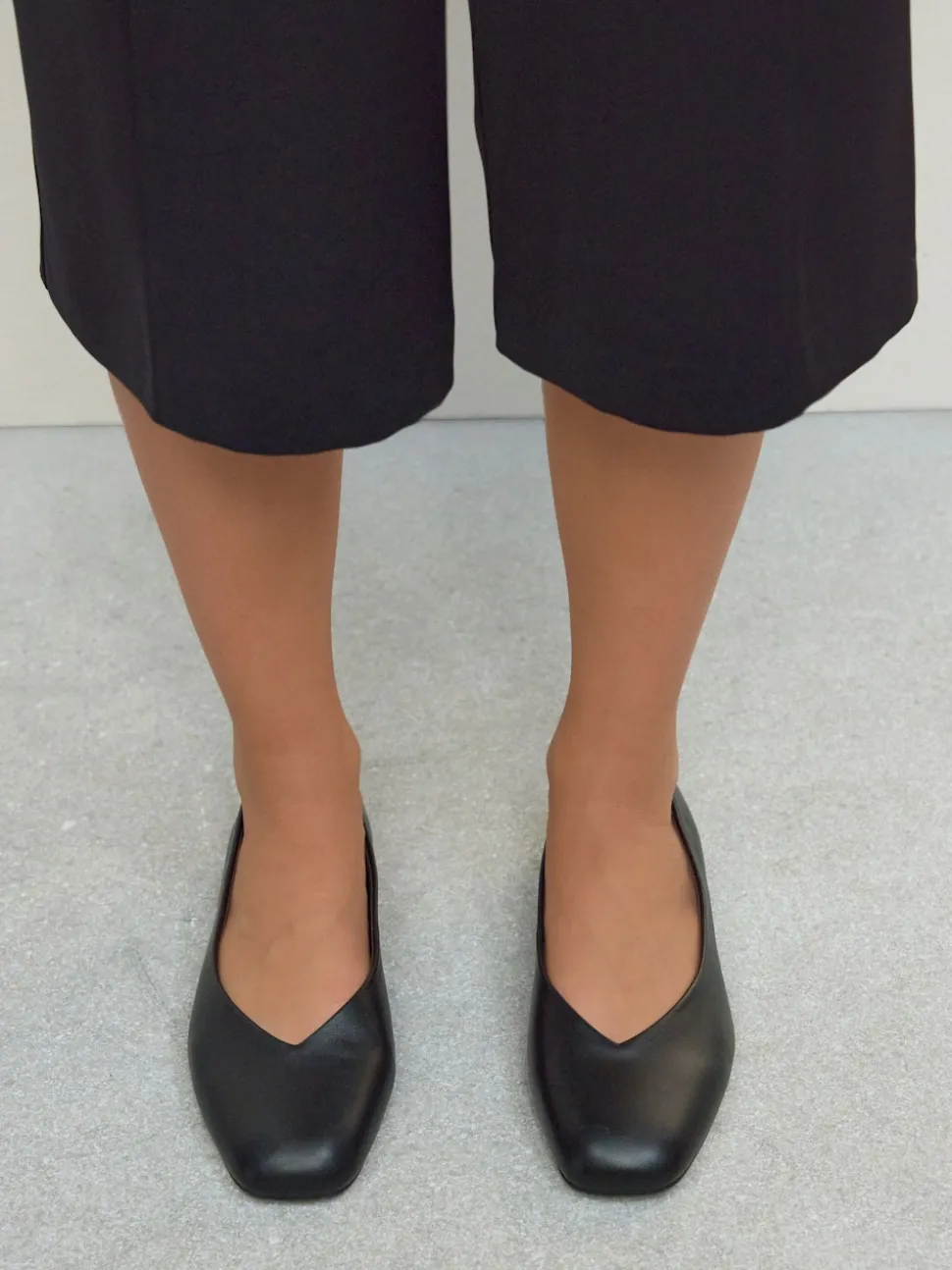 Noir - Ballerines Forever Comfort® en cuir à bout carré