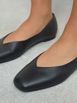 Noir - Ballerines Forever Comfort® en cuir à bout carré