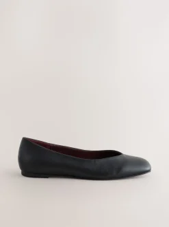 Noir - Ballerines Forever Comfort® en cuir à bout carré