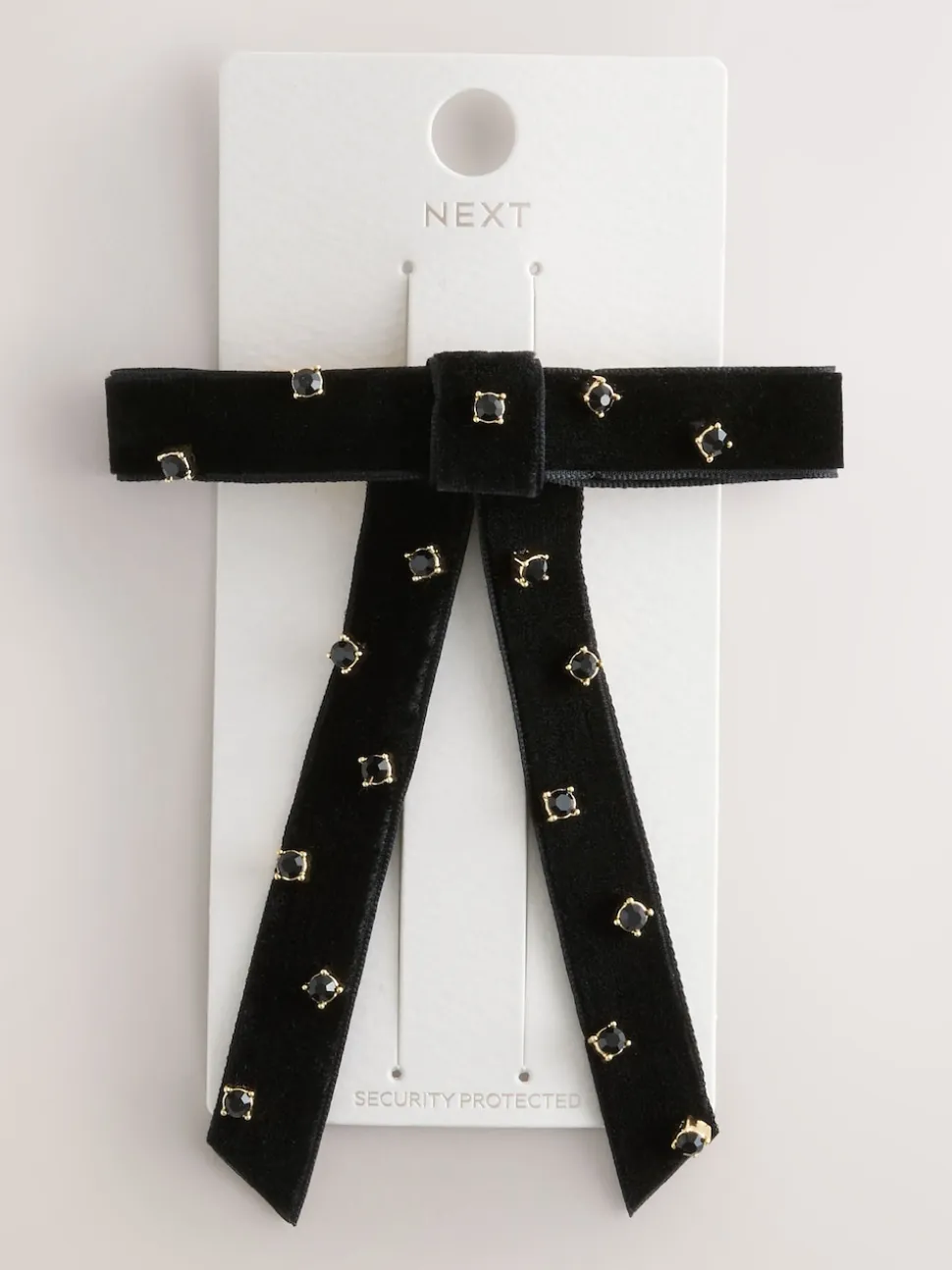 Noir - Barrette à cheveux en velours avec ornements d’un nœud