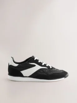 Noir - Baskets à lacets avec empiècement