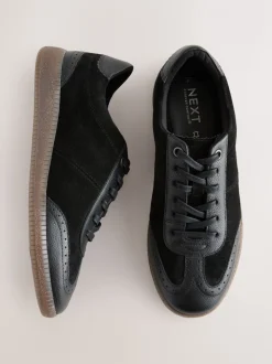 Noir - Baskets Brogue en cuir à lacets