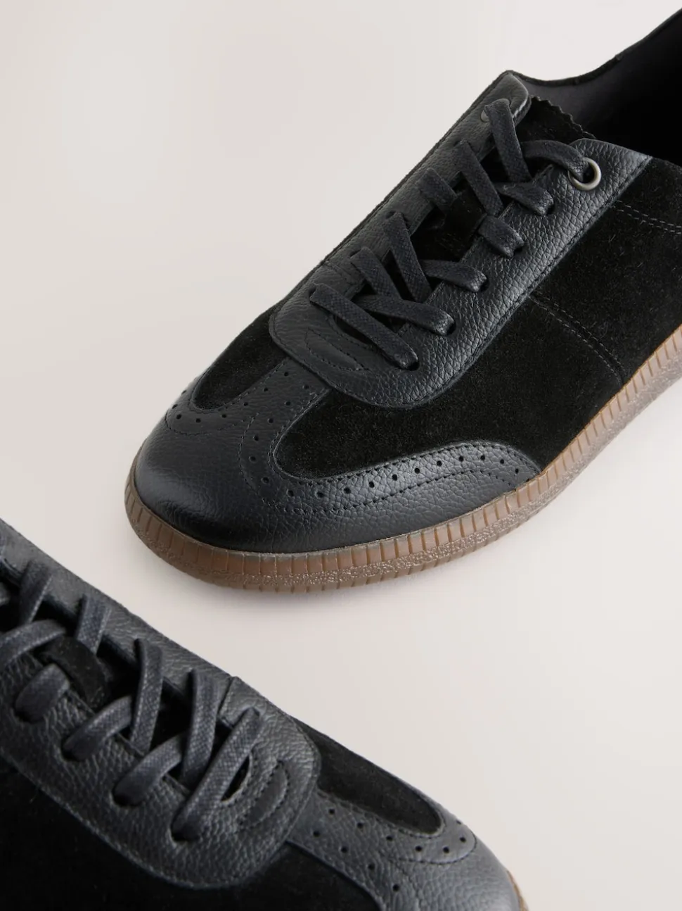 Noir - Baskets Brogue en cuir à lacets