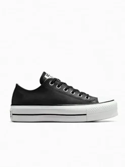 Noir - Baskets Converse Platform Lift Chuck Ox en cuir