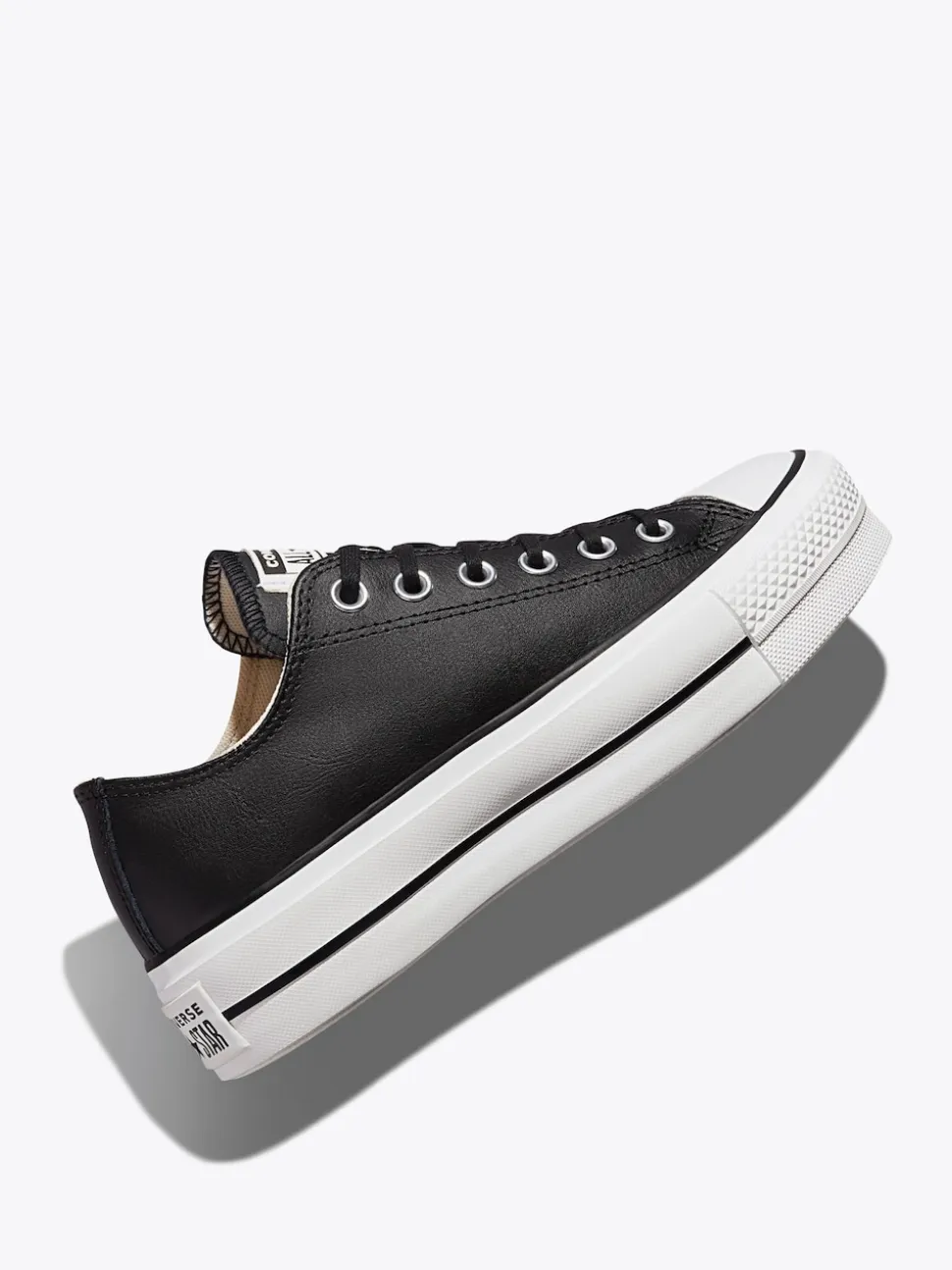 Noir - Baskets Converse Platform Lift Chuck Ox en cuir