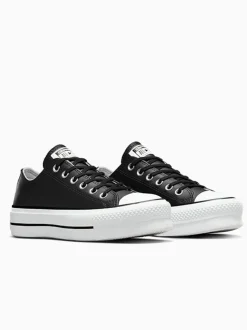 Noir - Baskets Converse Platform Lift Chuck Ox en cuir