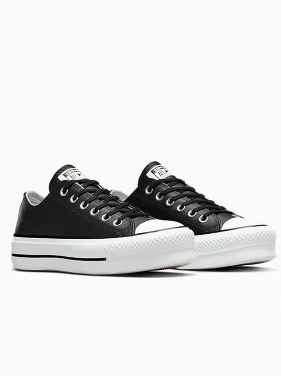 Noir - Baskets Converse Platform Lift Chuck Ox en cuir