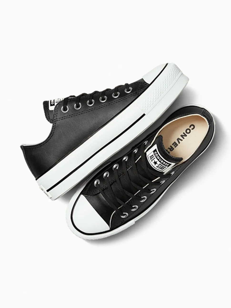 Noir - Baskets Converse Platform Lift Chuck Ox en cuir