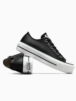 Noir - Baskets Converse Platform Lift Chuck Ox en cuir