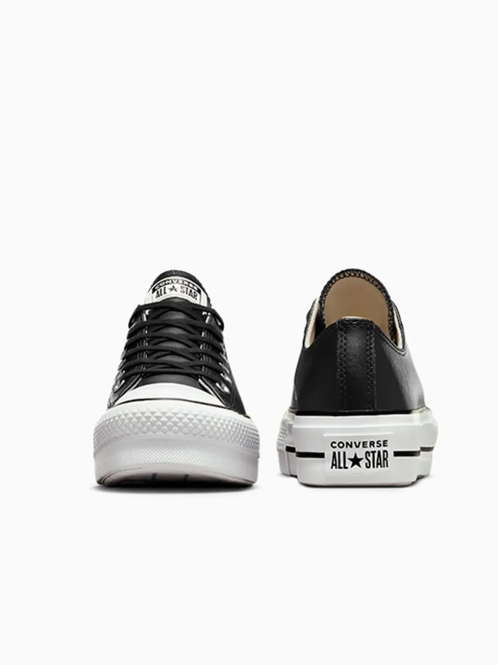 Noir - Baskets Converse Platform Lift Chuck Ox en cuir