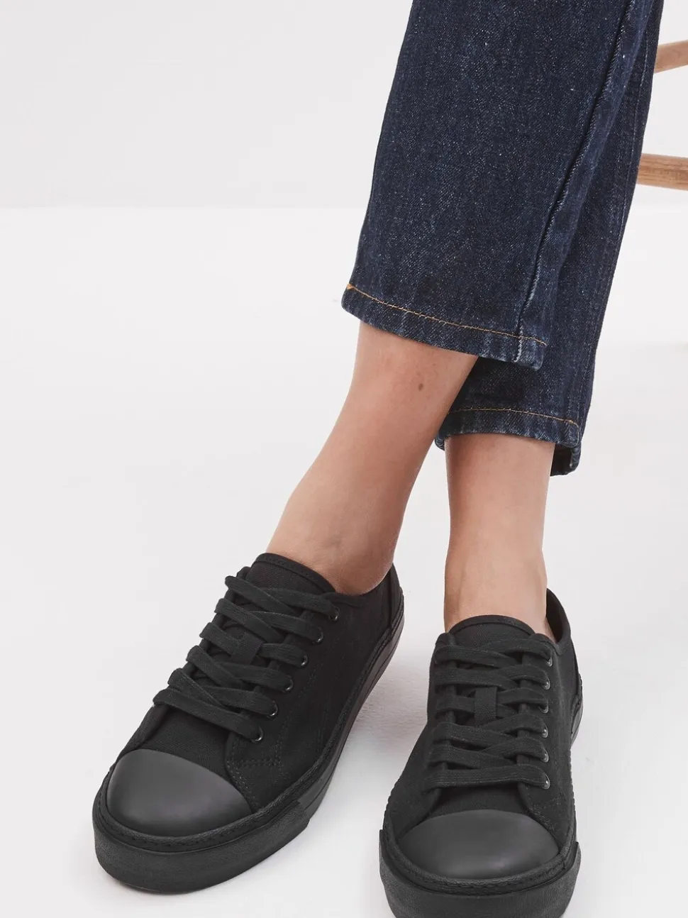 Noir - Baskets en toile style baseball