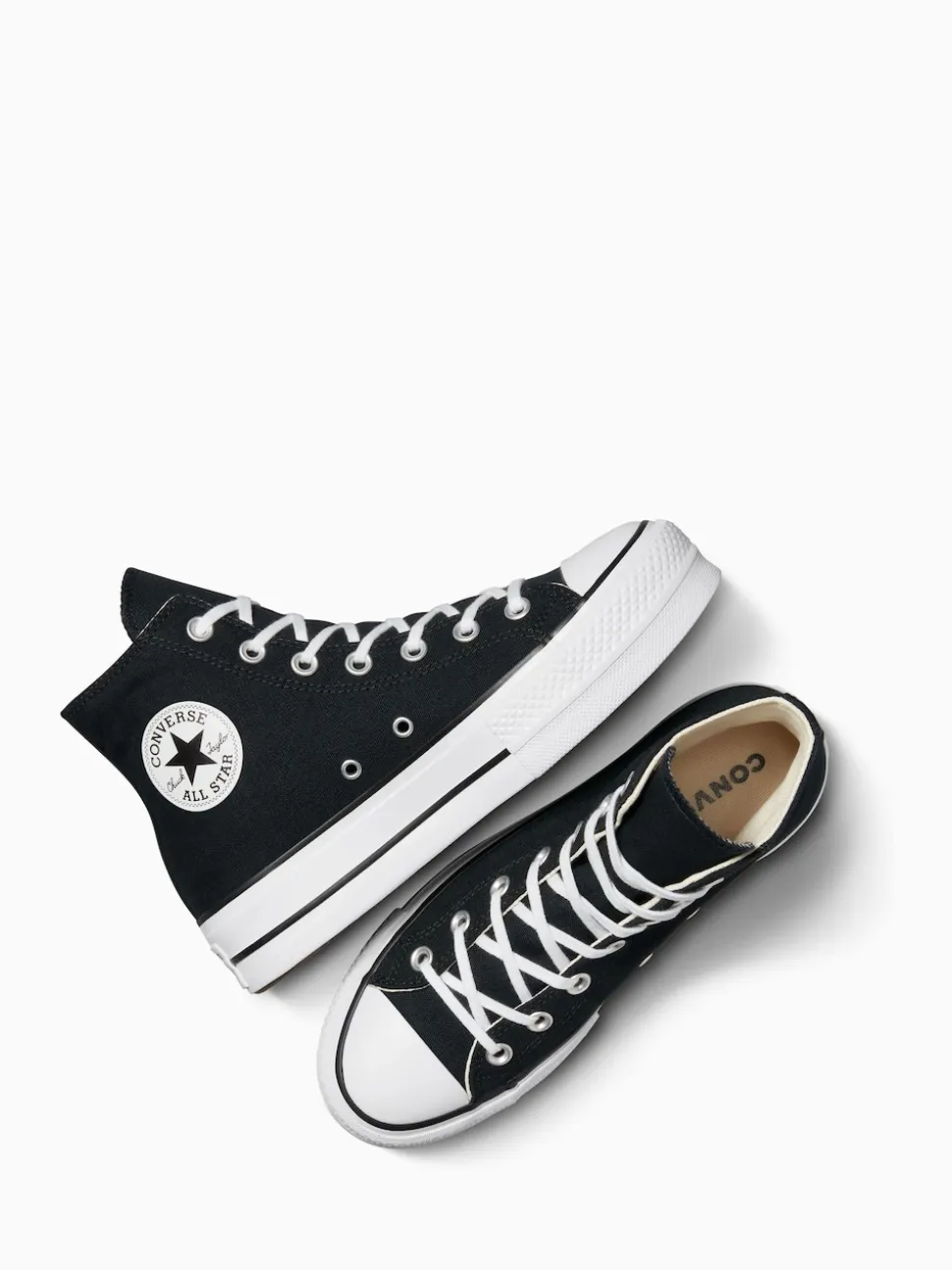 Noir - Baskets montante Converse pâle à plateformes élévatrices
