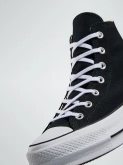 Noir - Baskets montante Converse pâle à plateformes élévatrices