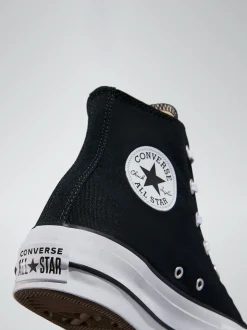 Noir - Baskets montante Converse pâle à plateformes élévatrices