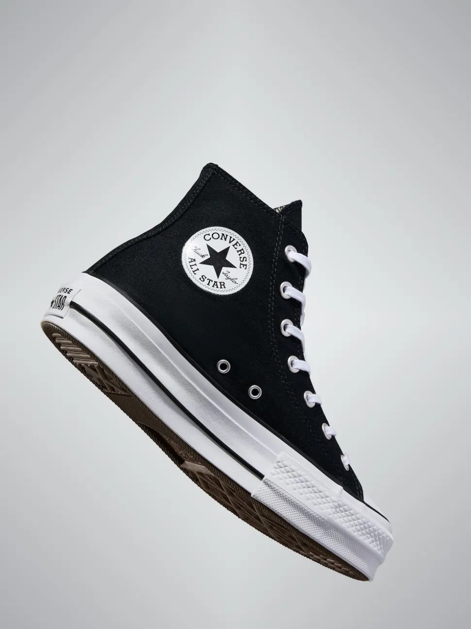 Noir - Baskets montante Converse pâle à plateformes élévatrices