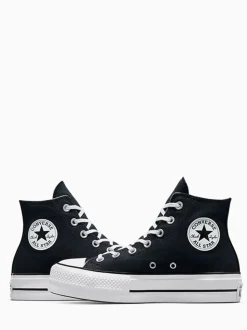 Noir - Baskets montante Converse pâle à plateformes élévatrices