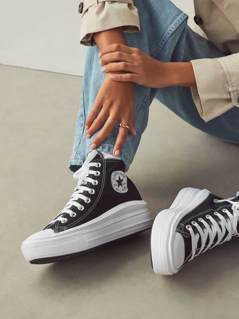 Noir - Baskets montantes Converse Move effet plateforme