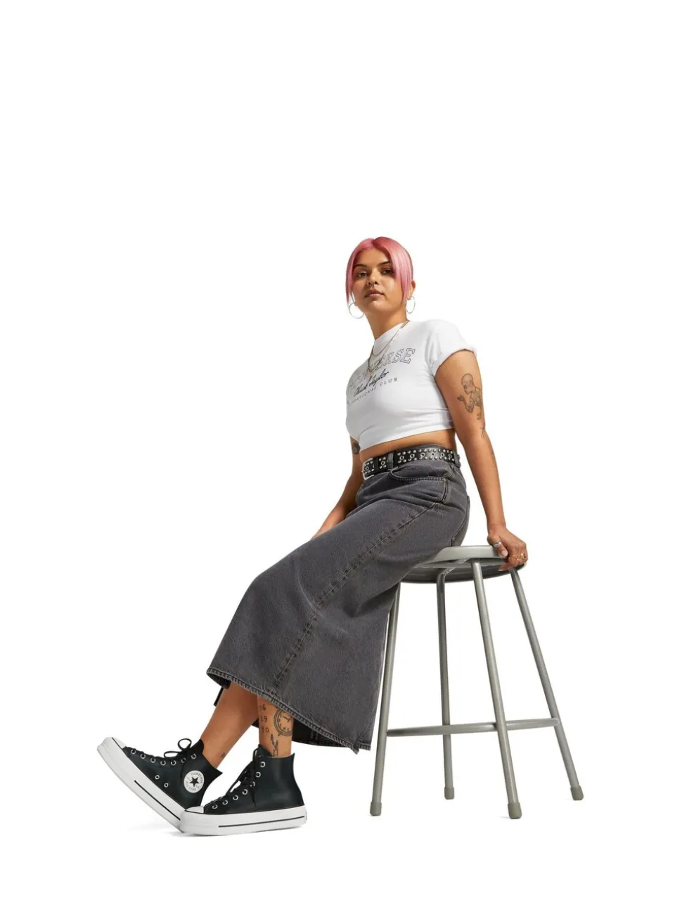 Noir - Baskets montantes Converse Platform Lift Chuck Taylor en cuir