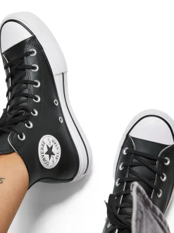 Noir - Baskets montantes Converse Platform Lift Chuck Taylor en cuir