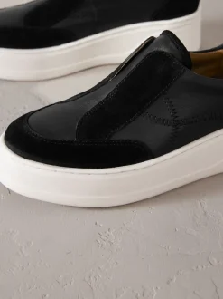 Noir - Baskets Signature à plateforme compensée épaisse en cuir