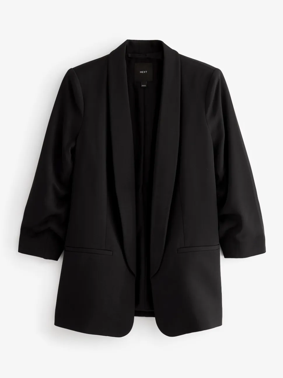 Noir - Blazer décontracté à manches froncées
