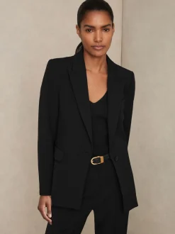Noir - Blazer de costume droit ajusté Reiss Gabie