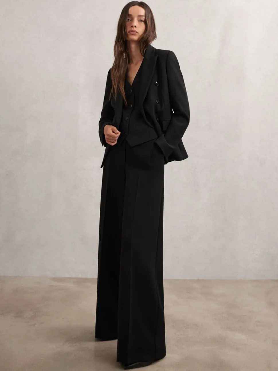 Noir - Blazer de costume Reiss Gabi à double boutonnage