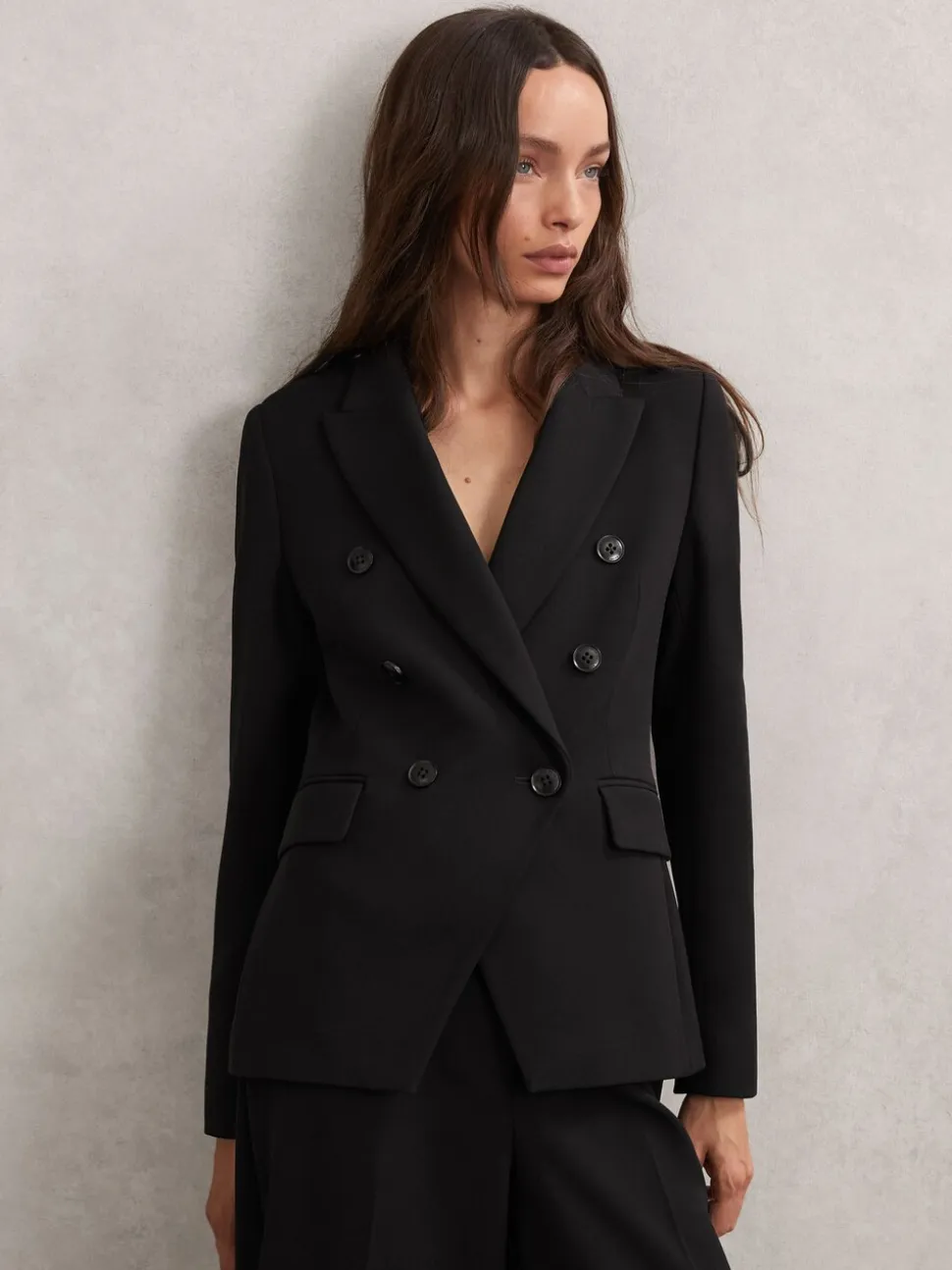 Noir - Blazer de costume Reiss Gabi à double boutonnage